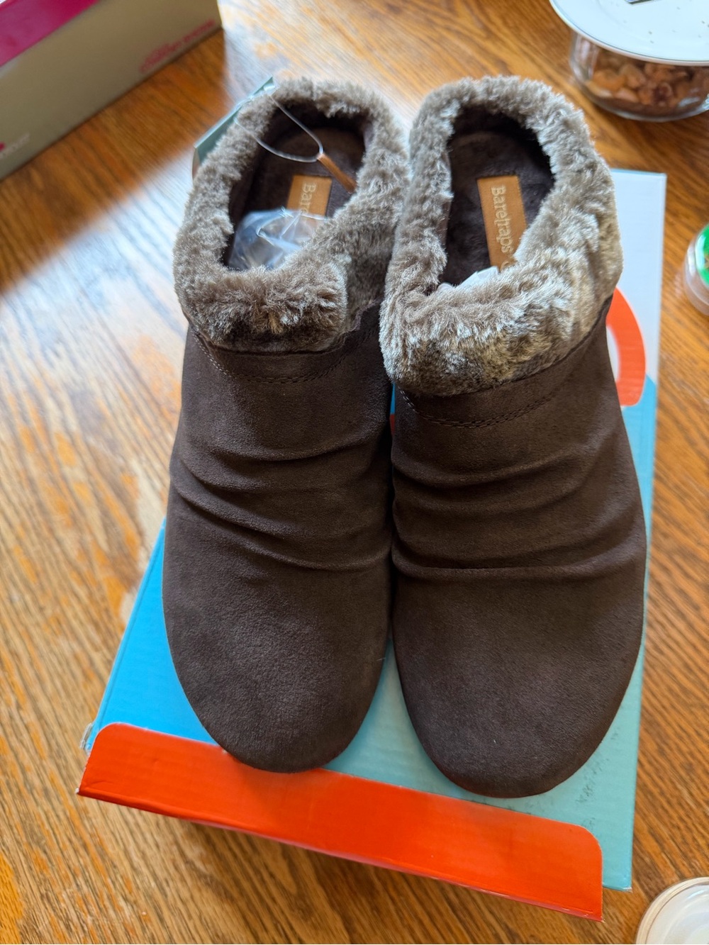 BareTraps Brown Faux-Fur Cuffed Slip-On Winter Boots